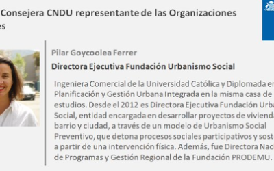 Directora de Urbanismo Social es la nueva consejera del Consejo Nacional de Desarrollo Urbano